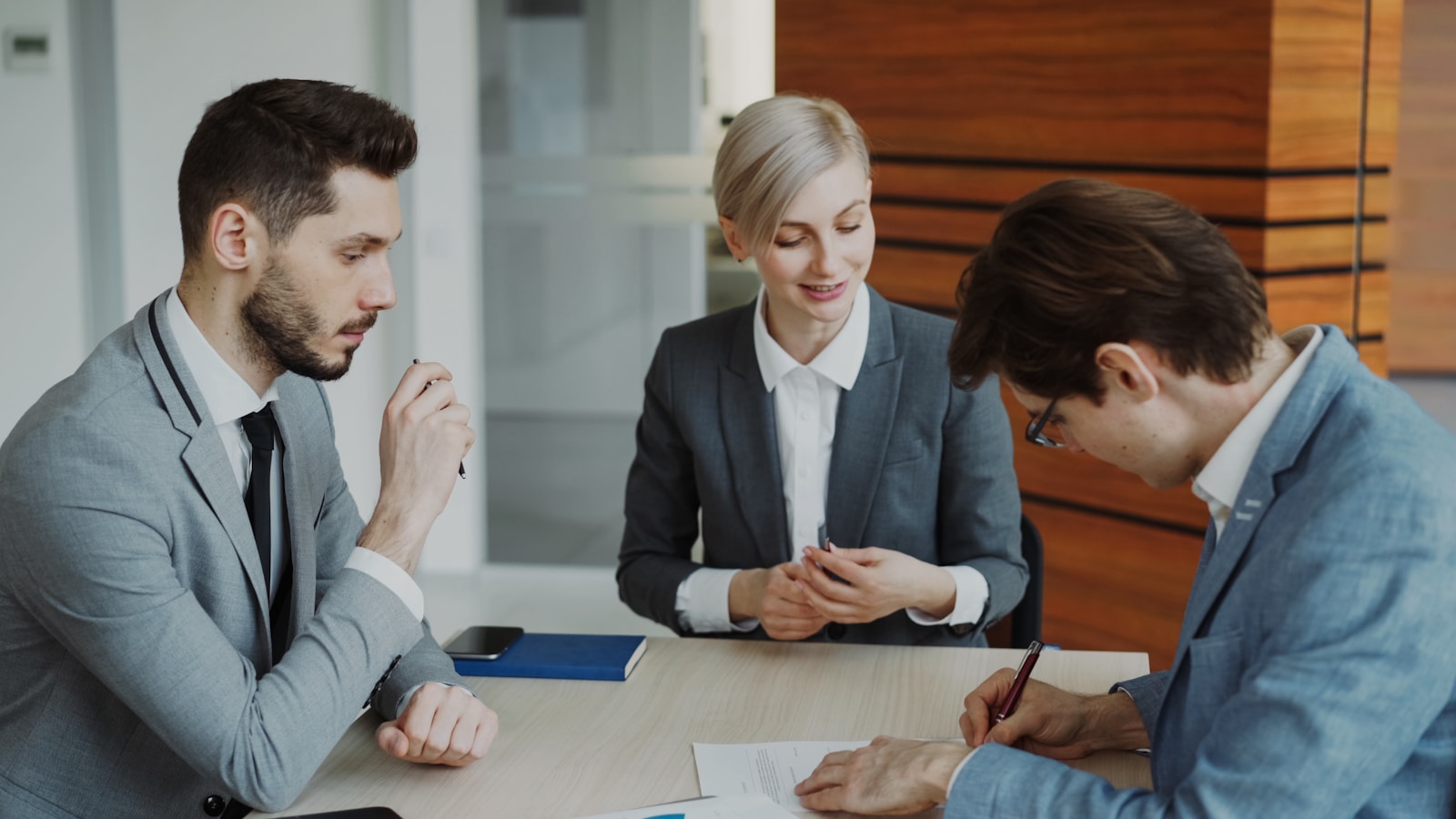 Client consultation with documents